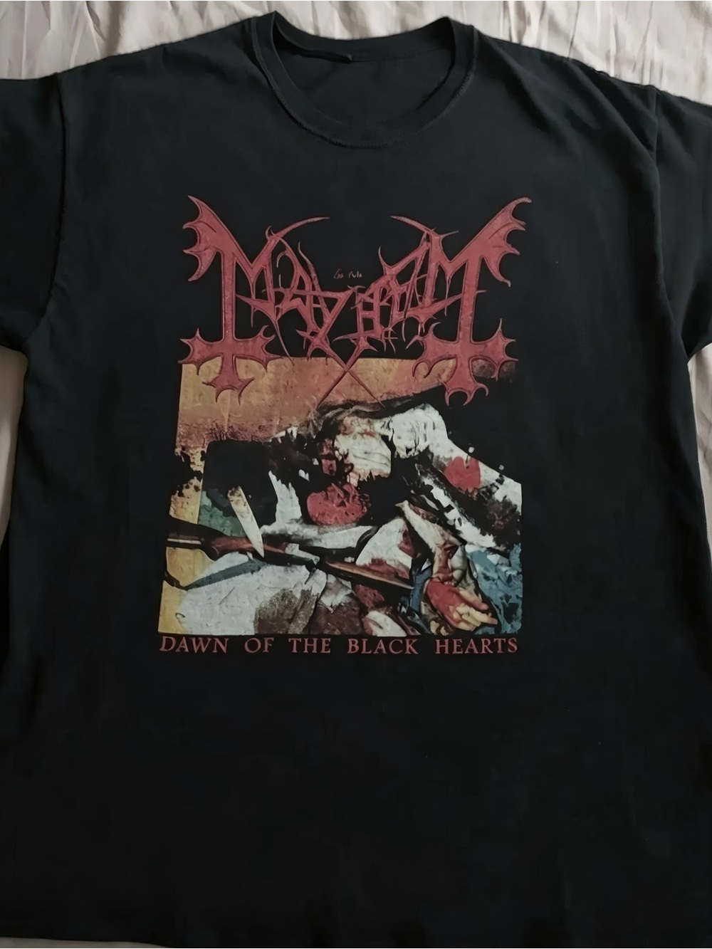 Mayhem Dawn of the Black Hearts band graphic Womens Mens T-shirt Size Unisex